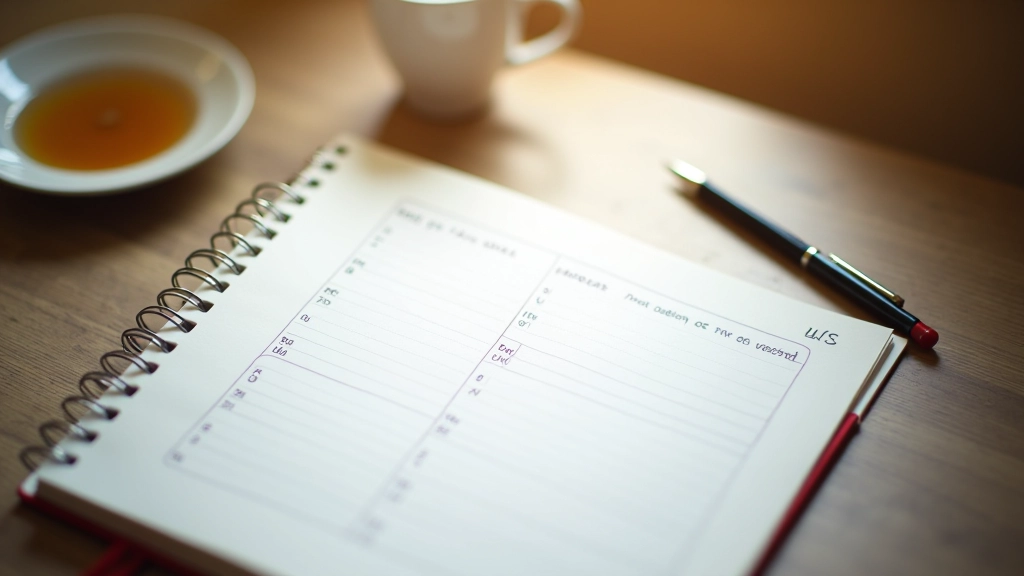 Notebook with daily schedule written in neat handwriting showing time blocks and task organization