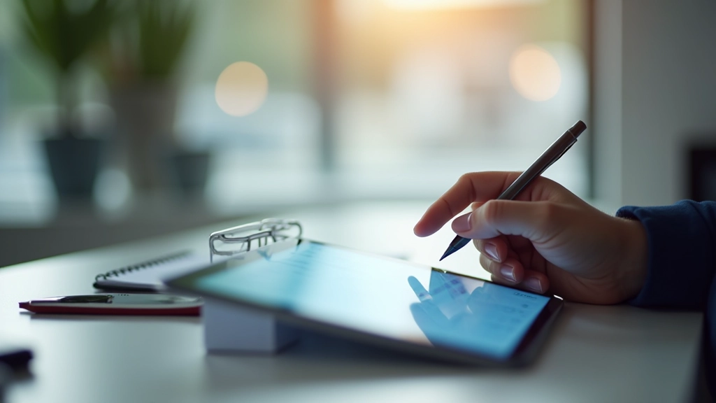 Checklist on tablet screen with tasks marked complete showing productivity tracking