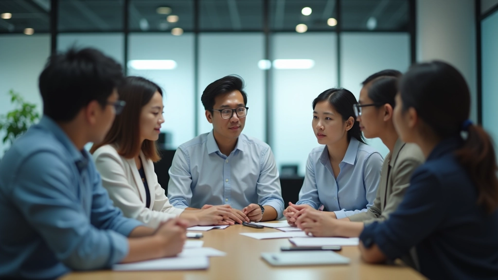 Team collaboration in modern office setting